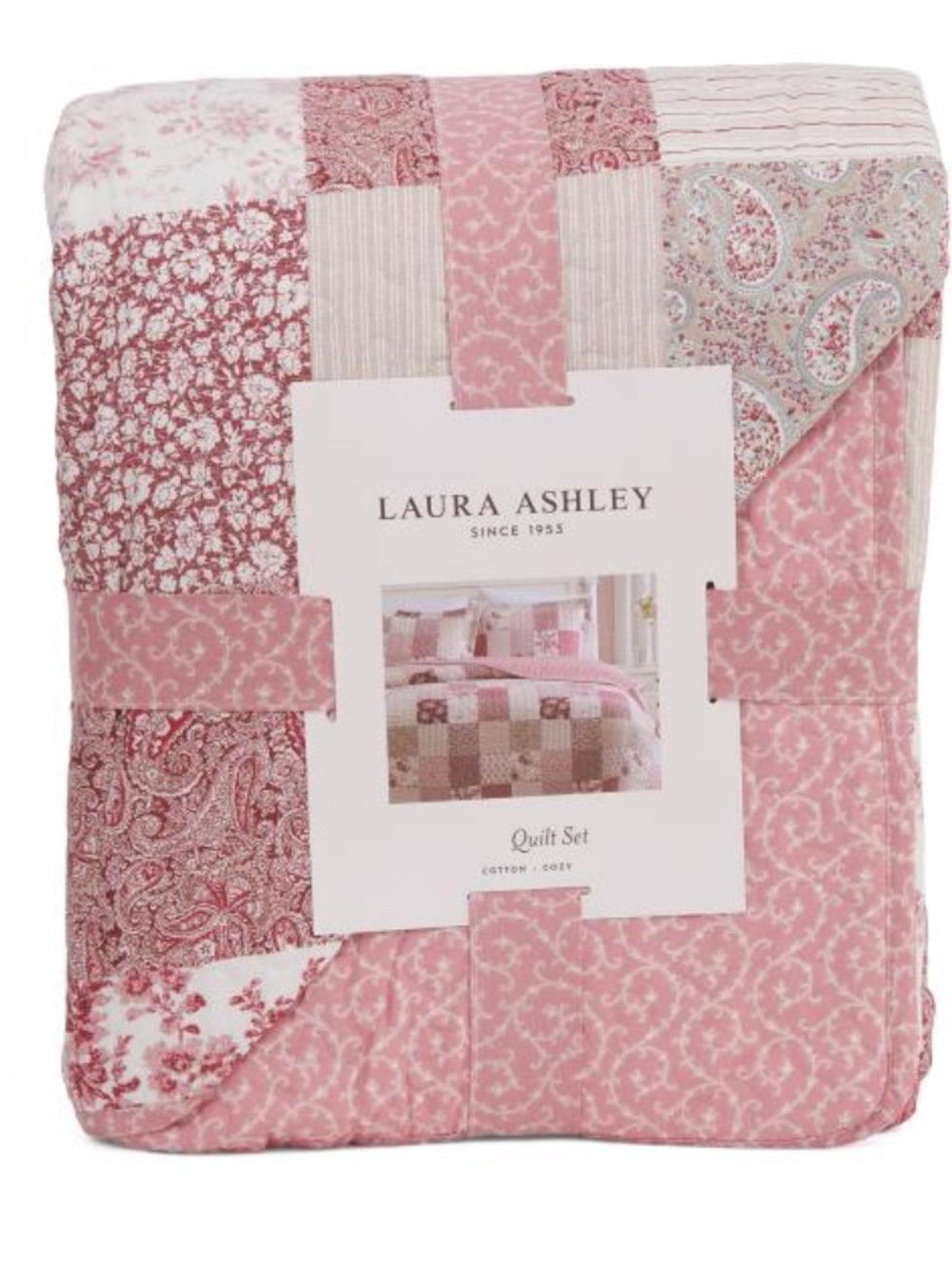Laura Ashley Pink Patchwork Quilt Set